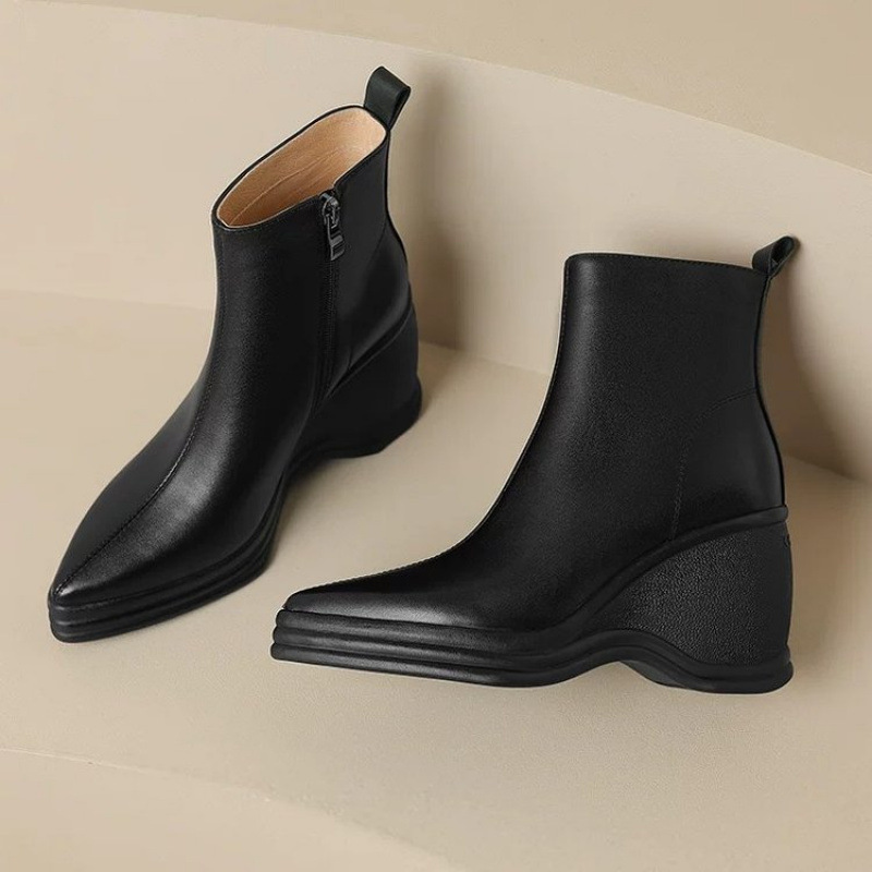 Women'S Fashion Korea - Nuovi Stivaletti con Zeppa a Punta